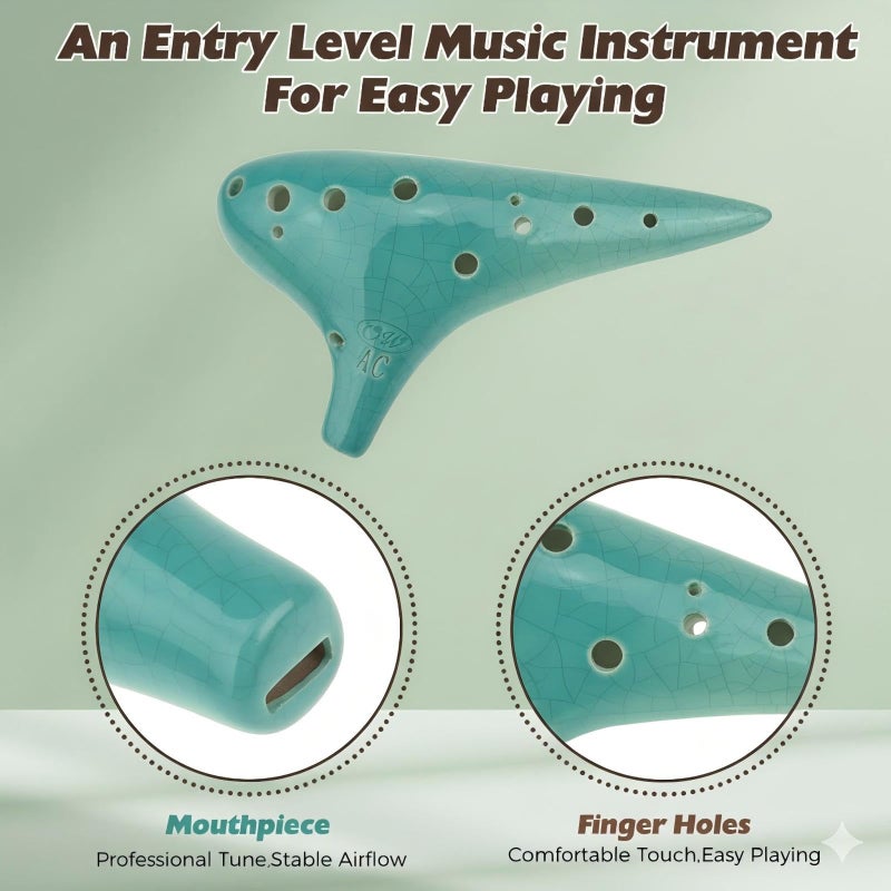 OcarinaWindÂ® 12 Hole Ocarina Exquisite Craft of Blue Ice-crack Alto C,Tenor C Ocarina, Gift Idea - Image 3
